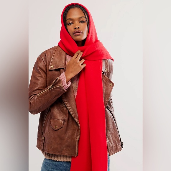 Free People All for You Hooded Scarf in Space Cherry - Picture 2 of 3